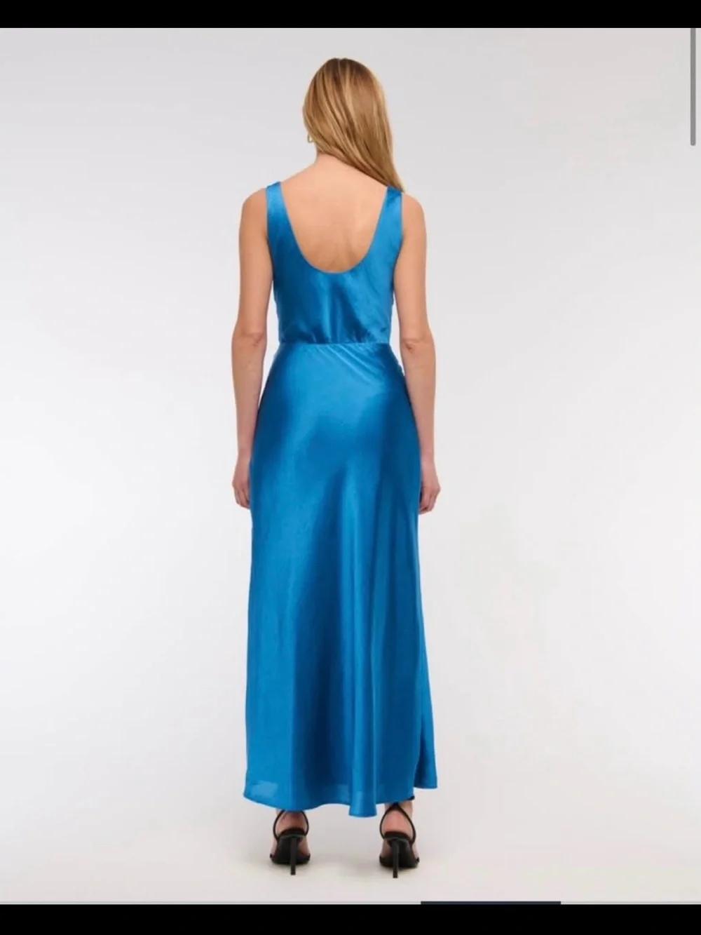 Abercrombie & Fitch Teal Satin Cowl Neck Gown with Side Slit